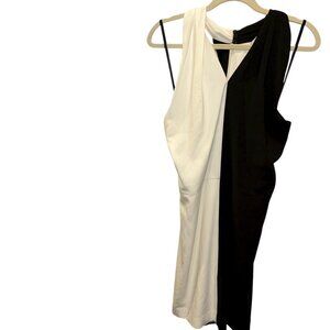 Halston Heritage black white harlequin look dress 14